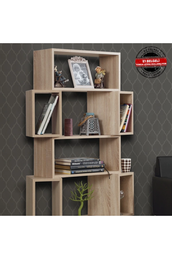 Pasific Home Box Hareketli Kutulu Raflı Kitaplık, Meşe
