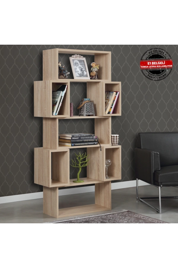 Pasific Home Box Hareketli Kutulu Raflı Kitaplık, Meşe
