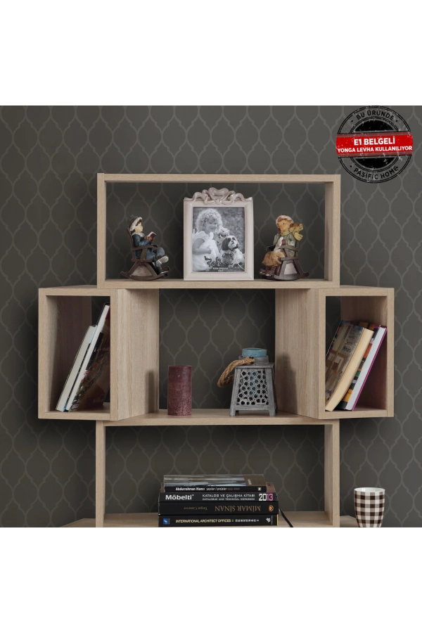 Pasific Home Box Hareketli Kutulu Raflı Kitaplık, Meşe