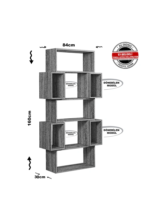 Pasific Home Box Hareketli Kutulu Raflı Kitaplık,Parlak Beyaz