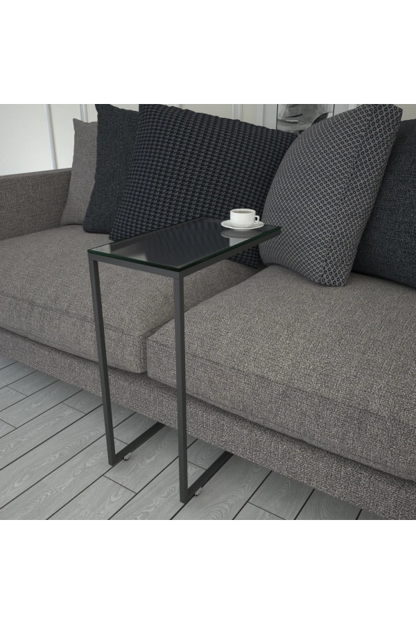 Pasific Home Callen Cam Yan Sehpa, Metal Tekerlekli Yan Sehpa ,Cam