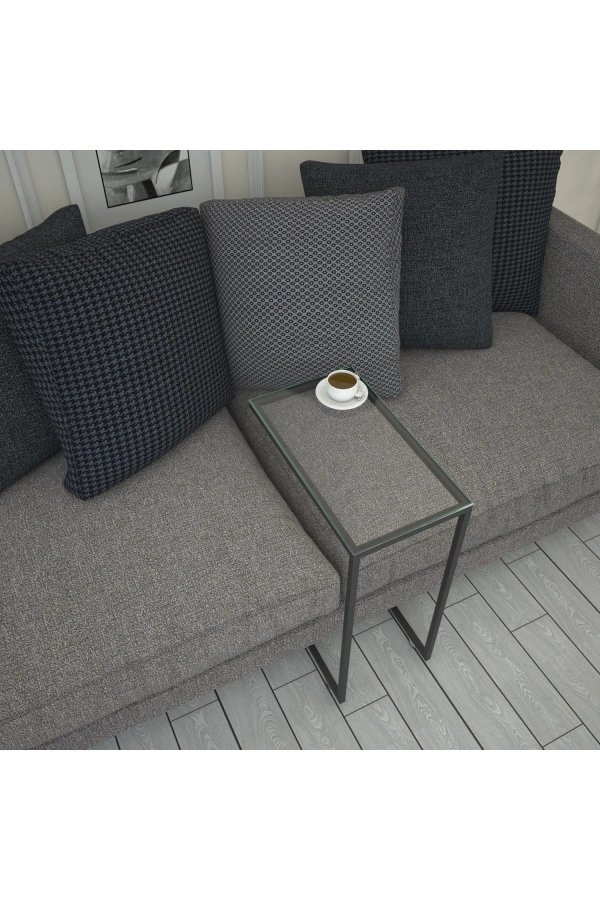 Pasific Home Callen Cam Yan Sehpa, Metal Tekerlekli Yan Sehpa ,Cam