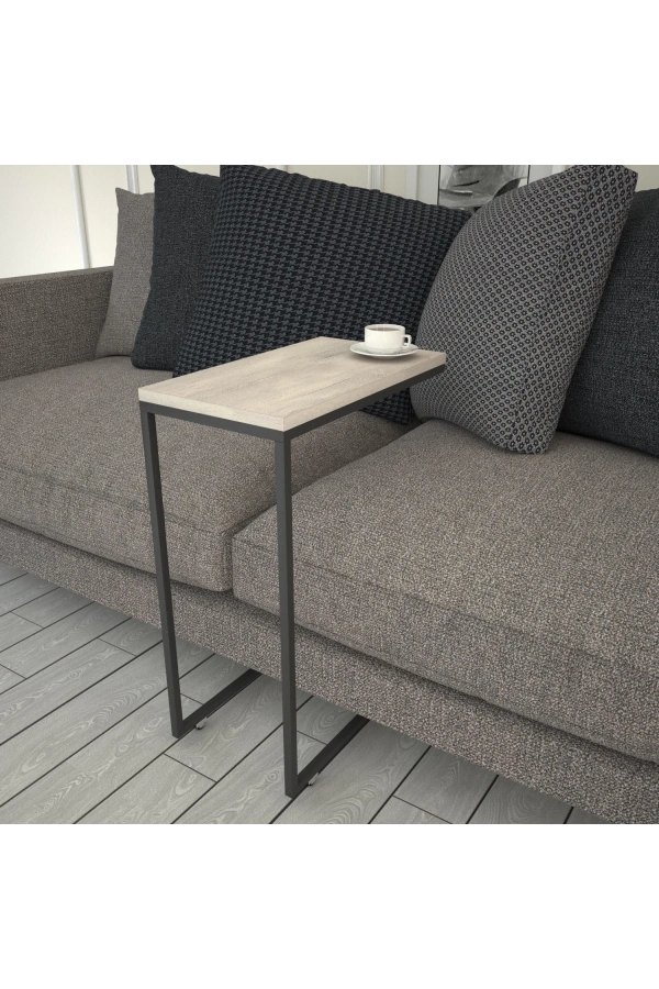 Pasific Home Callen Yan Sehpa, Metal Tekerlekli Yan Sehpa ,Beyaz Meşe