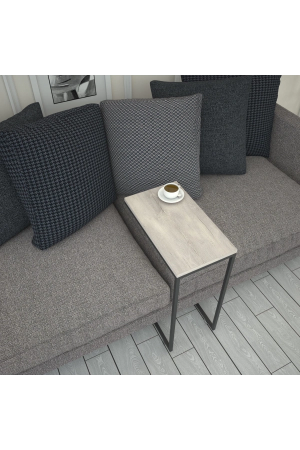 Pasific Home Callen Yan Sehpa, Metal Tekerlekli Yan Sehpa ,Beyaz Meşe