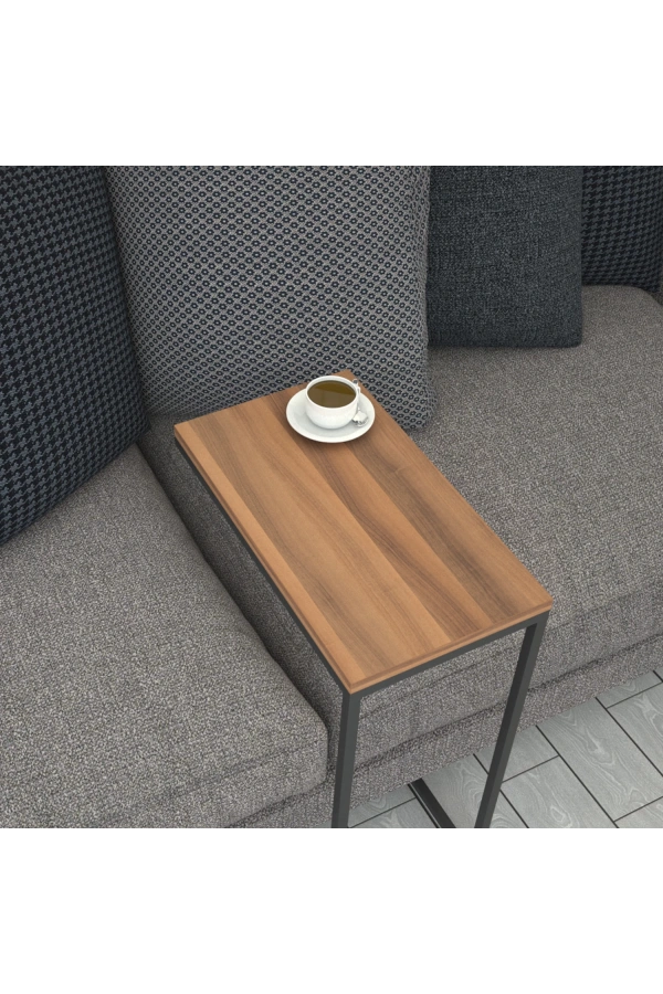 Pasific Home Callen Yan Sehpa, Metal Tekerlekli Yan Sehpa ,Ceviz