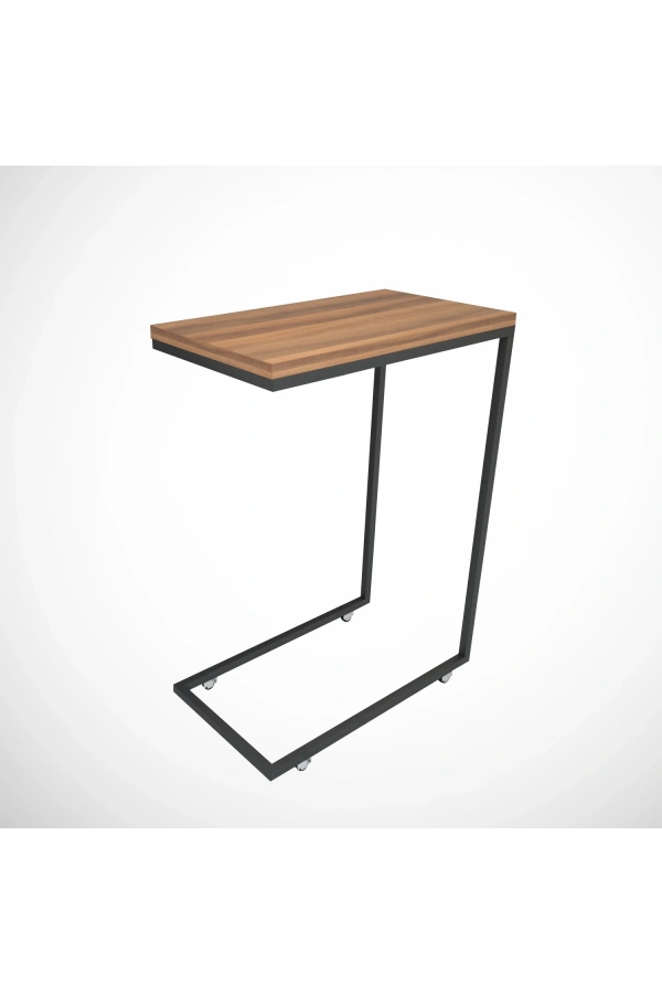 Pasific Home Callen Yan Sehpa, Metal Tekerlekli Yan Sehpa ,Ceviz