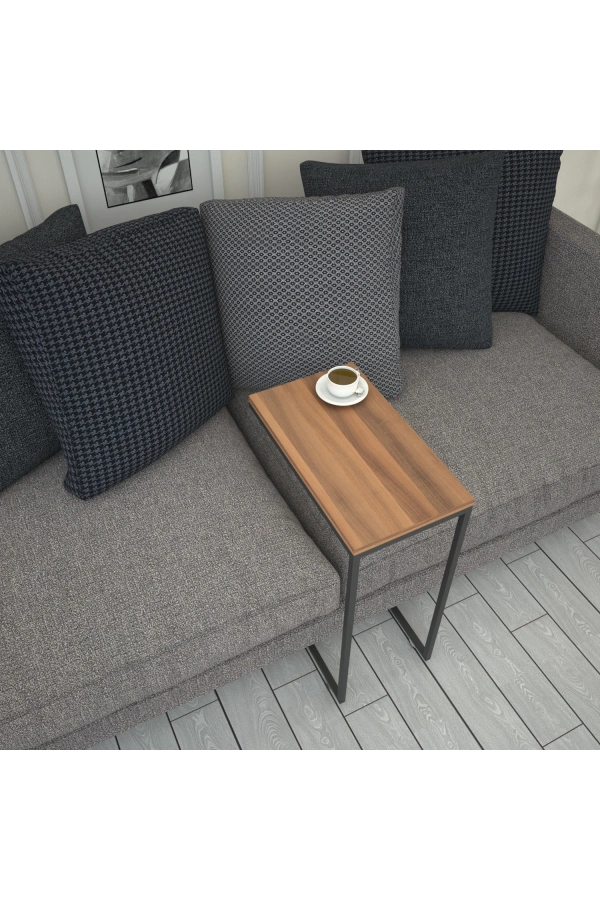 Pasific Home Callen Yan Sehpa, Metal Tekerlekli Yan Sehpa ,Ceviz