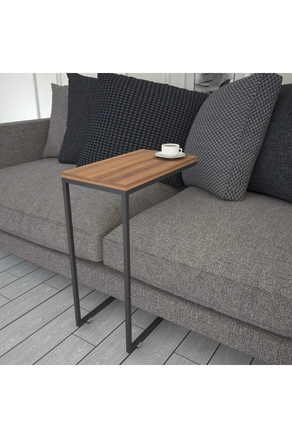 Pasific Home Callen Yan Sehpa, Metal Tekerlekli Yan Sehpa ,Ceviz