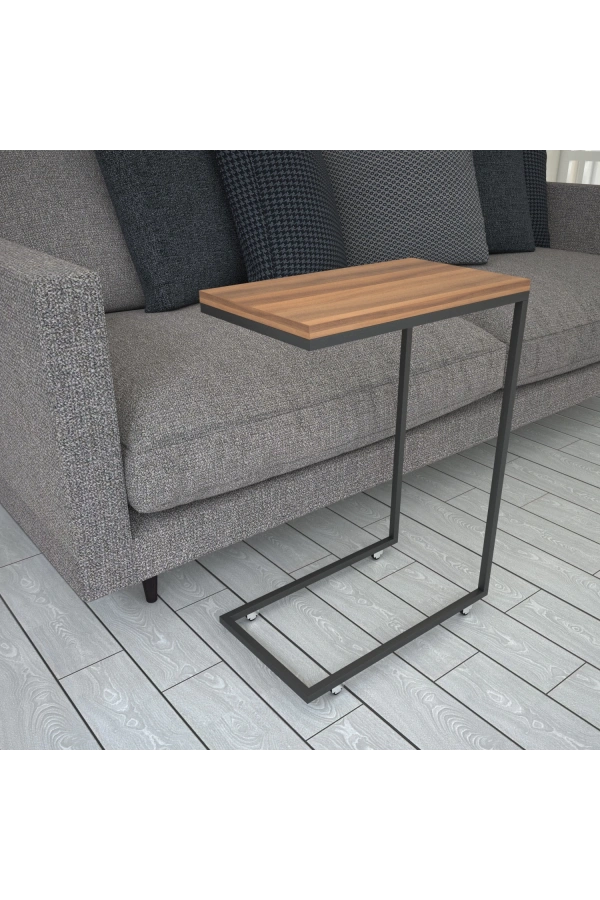 Pasific Home Callen Yan Sehpa, Metal Tekerlekli Yan Sehpa ,Ceviz