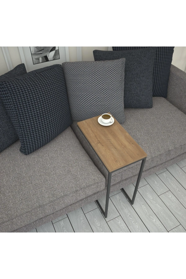 Pasific Home Callen Yan Sehpa, Metal Tekerlekli Yan Sehpa , Koyu Meşe