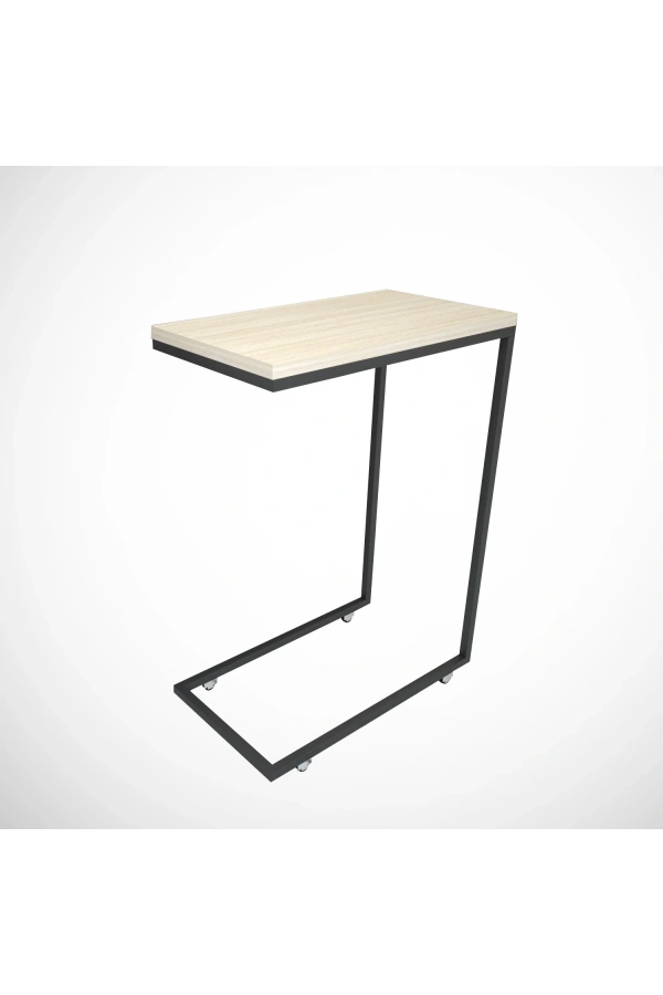 Pasific Home Callen Yan Sehpa, Metal Tekerlekli Yan Sehpa ,Meşe