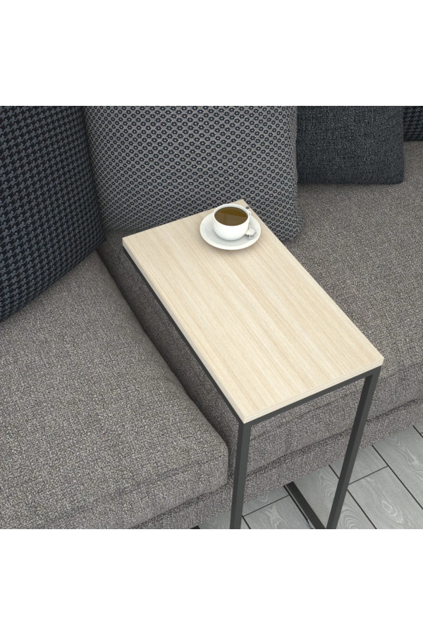 Pasific Home Callen Yan Sehpa, Metal Tekerlekli Yan Sehpa ,Meşe