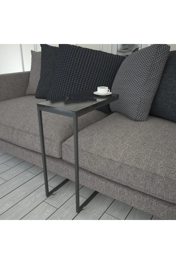 Pasific Home Callen Yan Sehpa, Metal Tekerlekli Yan Sehpa ,Siyah Mermer