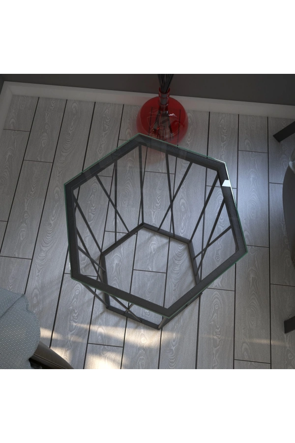 Pasific Home Cetrus Yan Sehpa, Metal Servis Sehpası, Cam