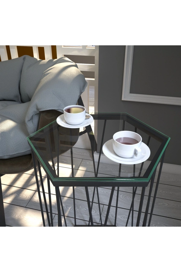 Pasific Home Cetrus Yan Sehpa, Metal Servis Sehpası, Cam