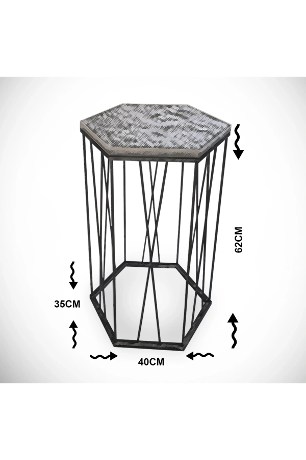 Pasific Home Cetrus Yan Sehpa, Metal Servis Sehpası, Cam