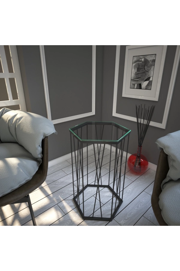 Pasific Home Cetrus Yan Sehpa, Metal Servis Sehpası, Cam