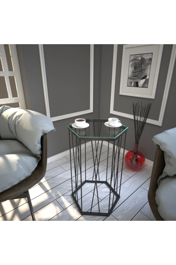 Pasific Home Cetrus Yan Sehpa, Metal Servis Sehpası, Cam