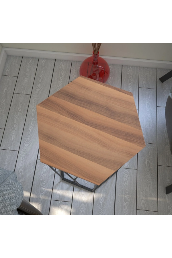 Pasific Home Cetrus Yan Sehpa, Metal Servis Sehpası, Ceviz