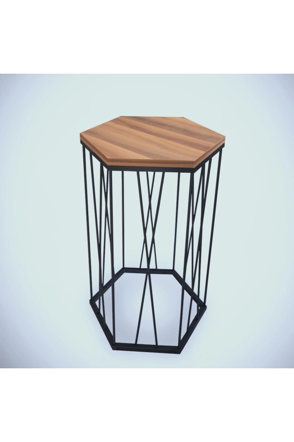 Pasific Home Cetrus Yan Sehpa, Metal Servis Sehpası, Ceviz