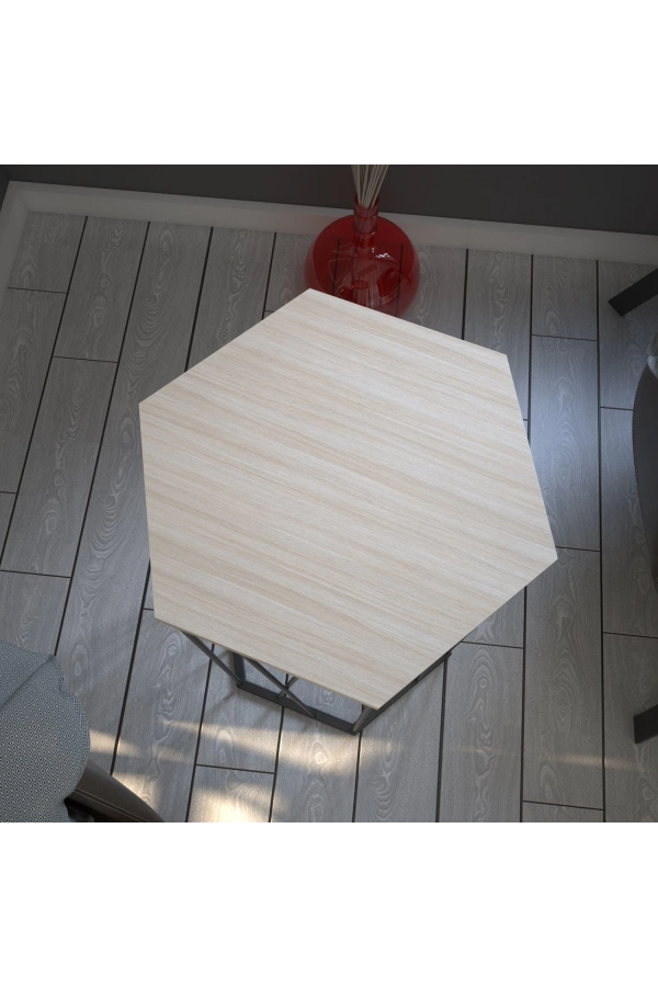 Pasific Home Cetrus Yan Sehpa, Metal Servis Sehpası, Meşe