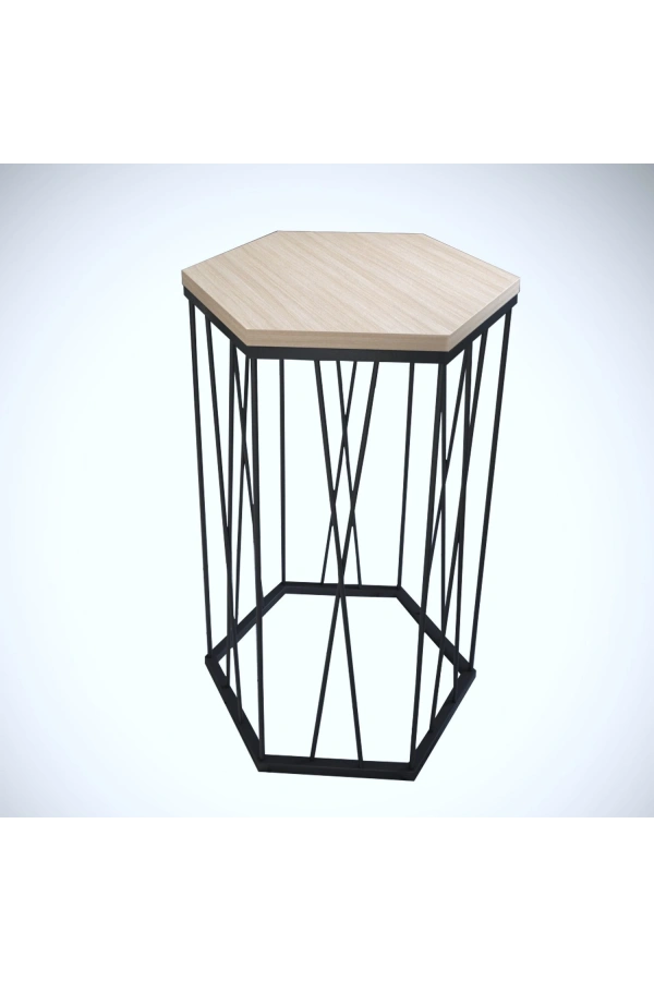 Pasific Home Cetrus Yan Sehpa, Metal Servis Sehpası, Meşe