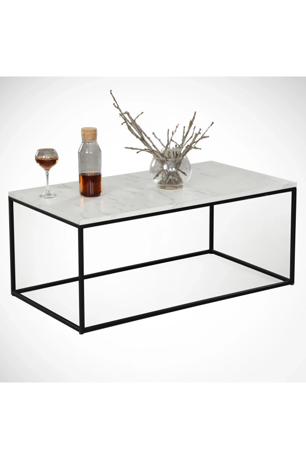 Pasific Home Cosco Dikdörtgen Orta Sehpa ,Beyaz Mermer