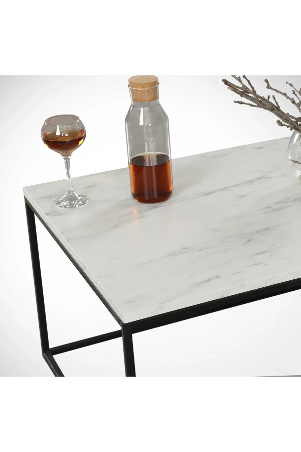 Pasific Home Cosco Dikdörtgen Orta Sehpa ,Beyaz Mermer