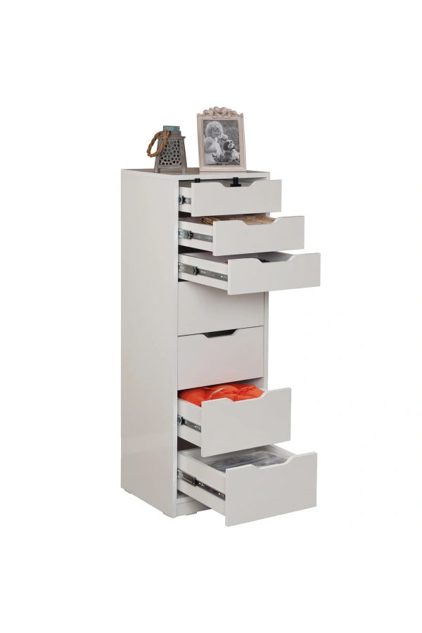 Pasific Home Flow Çekmeceli Şifonyer, Beyaz ,7 Çekmeceli