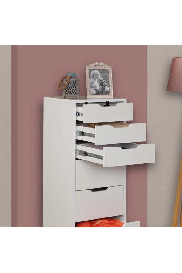 Pasific Home Flow Çekmeceli Şifonyer, Beyaz ,7 Çekmeceli