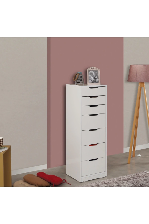 Pasific Home Flow Çekmeceli Şifonyer, Beyaz ,7 Çekmeceli