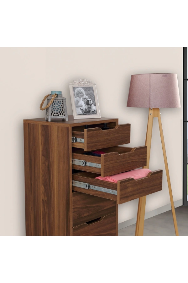 Pasific Home Flow Çekmeceli Şifonyer, Ceviz, 7 Çekmeceli