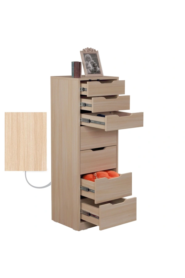 Pasific Home Flow Çekmeceli Şifonyer, Meşe, 7 Çekmeceli
