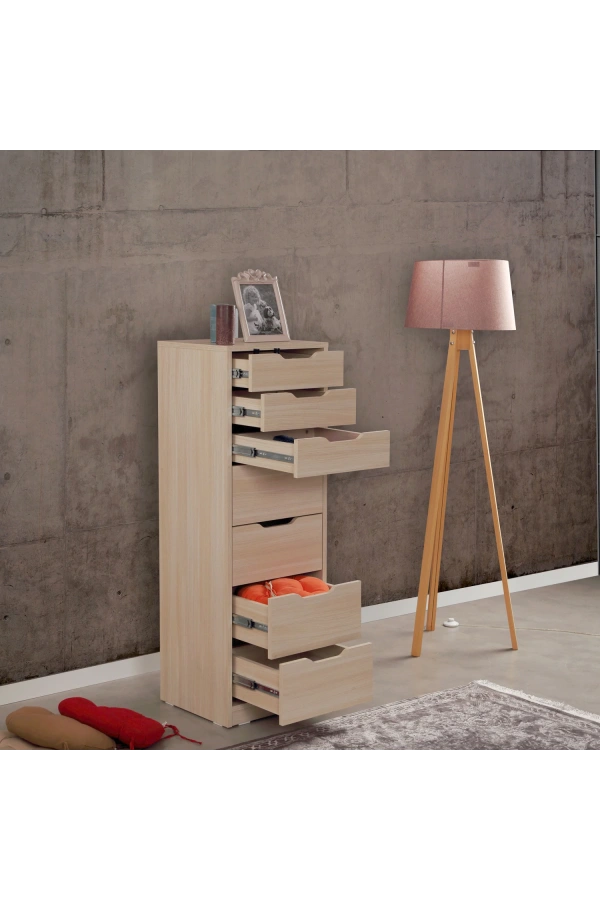Pasific Home Flow Çekmeceli Şifonyer, Meşe, 7 Çekmeceli