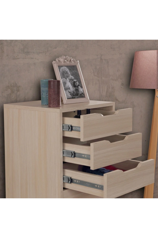 Pasific Home Flow Çekmeceli Şifonyer, Meşe, 7 Çekmeceli