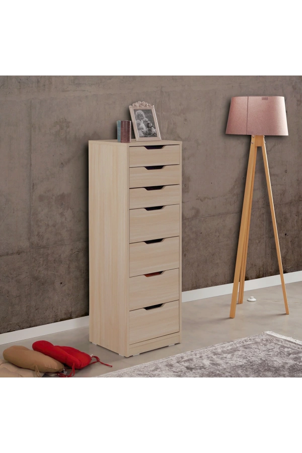 Pasific Home Flow Çekmeceli Şifonyer, Meşe, 7 Çekmeceli