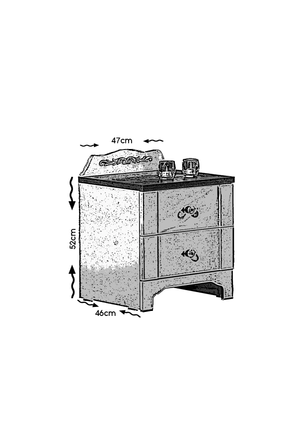 Pasific Home Gazel 2 Çekmeceli Komodin ,Koyu Meşe&Beyaz