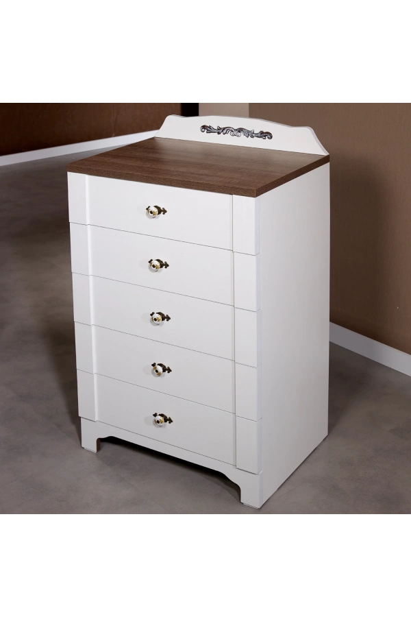 Pasific Home Gazel Country 5 Çekmeceli Şifonyer, Beyaz