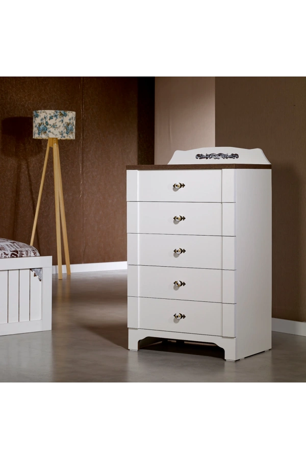 Pasific Home Gazel Country 5 Çekmeceli Şifonyer, Beyaz