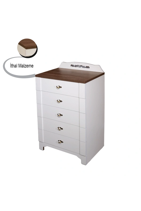 Pasific Home Gazel Country 5 Çekmeceli Şifonyer, Beyaz