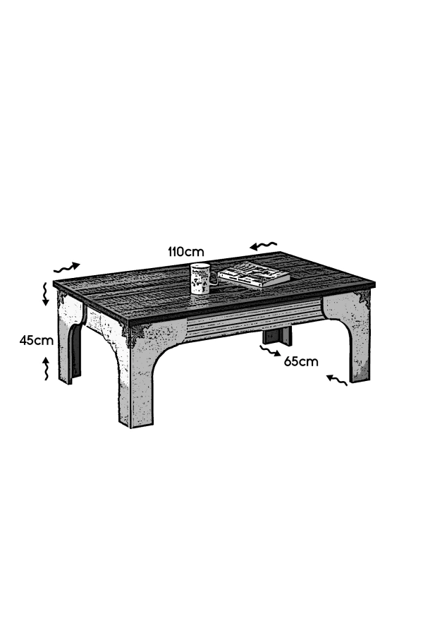 Pasific Home Gazel Dikdörtgen Orta Sehpa, Koyu Meşe& Ahşap Beyaz