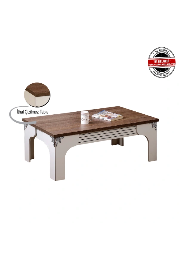 Pasific Home Gazel Dikdörtgen Orta Sehpa, Koyu Meşe& Ahşap Beyaz