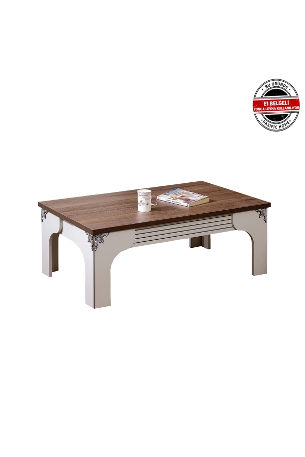 Pasific Home Gazel Dikdörtgen Orta Sehpa, Koyu Meşe& Ahşap Beyaz
