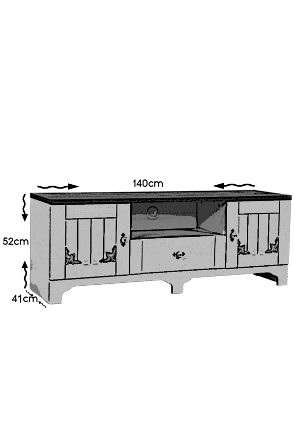 Pasific Home Gazel Kapaklı Tv Ünitesi 140 Cm, Koyu Meşe& Beyaz