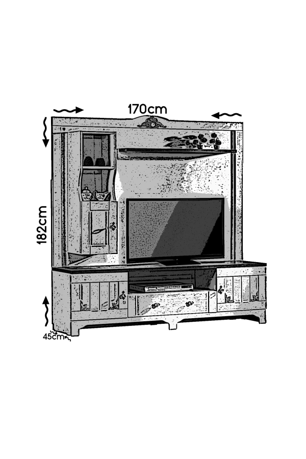 Pasific Home Gazel Tv Ünitesi Dolaplı Raflı 170 Cm, Koyu Meşe& Beyaz