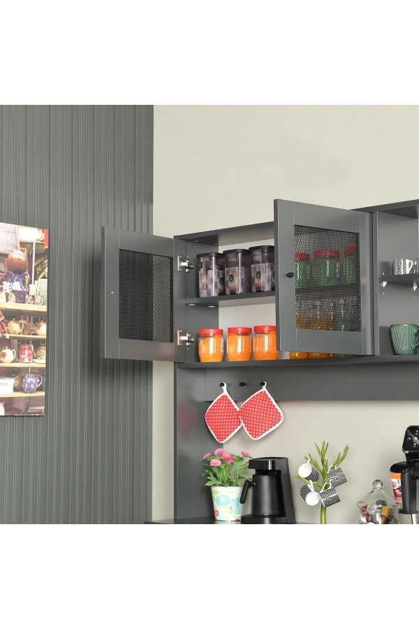 Pasific Home Grano Kahve Köşesi Çok Amaçlı Kiler Dolabı, 140 cm, Antrasit
