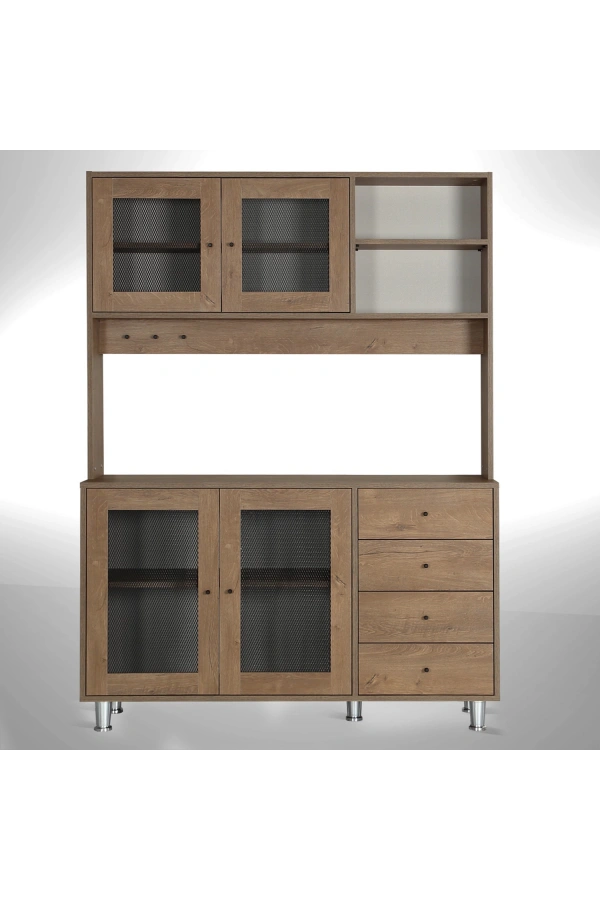 Pasific Home Grano Kahve Köşesi Çok Amaçlı Kiler Dolabı, 140 cm, Koyu Meşe