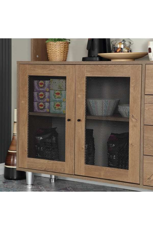 Pasific Home Grano Kahve Köşesi Çok Amaçlı Kiler Dolabı, 140 cm, Koyu Meşe