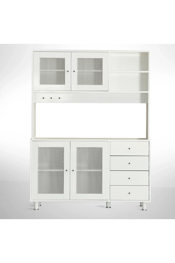 Pasific Home Grano Kahve Köşesi Çok Amaçlı Kiler Dolabı, 140 cm, Parlak Beyaz