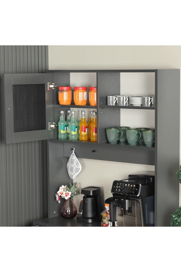 Pasific Home Grano Kahve Köşesi Çok Amaçlı Kiler Dolabı, 96 cm, Antrasit